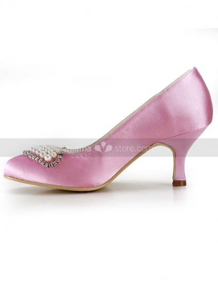 Round toe Satin Rubber sole Wedding shoes