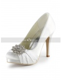 Scarpe Sposa Chiuse Tacchi Alti Raso Bianco Avorio Rosse Spilla