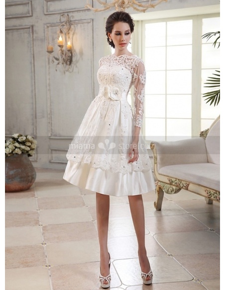 Tea Length Satin Corset Wedding Dress With Pockets – Lisposa