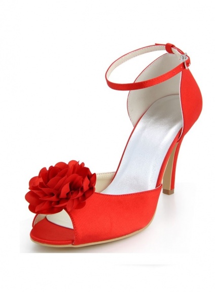 Sandali eleganti rossi con fiore