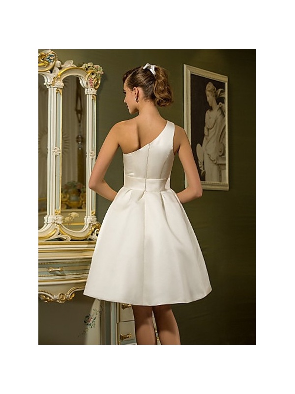 One Shoulder Wedding Dress Short 10