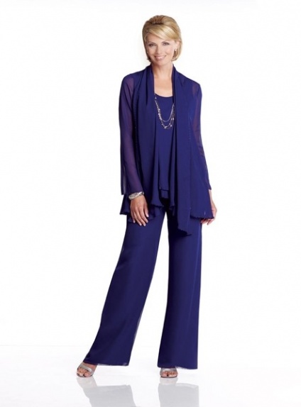 Pant suit Sheath/Column Ankle length Chiffon Low round/Scooped neck ...