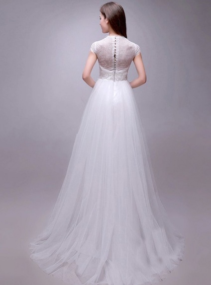 Abito da Sposa Semplice Economico Online con spalline e gonna in tulle  morbido