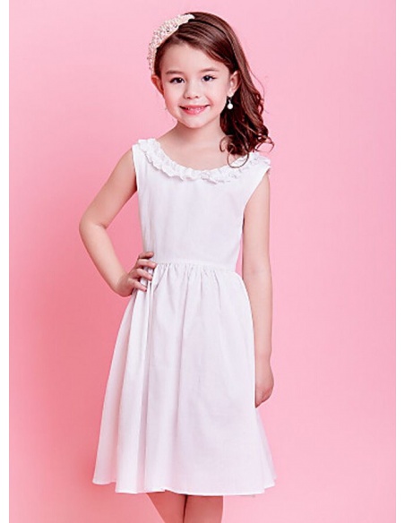 Flower Girl A Line Knee Length Taffeta Low Roundscooped Neck Wedding Party Dress 2372