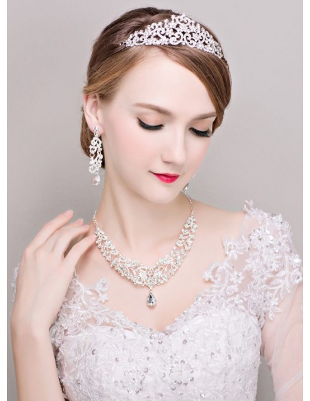 Alloy Wedding jewelry Including Necklace Earrings And Tiara