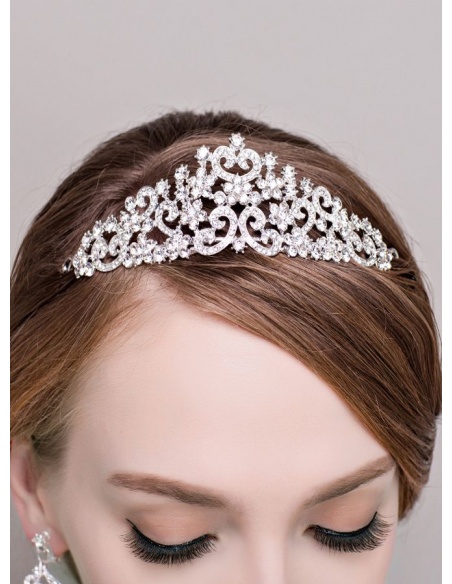 Diadema Sposa con Orecchini pendenti e Collana