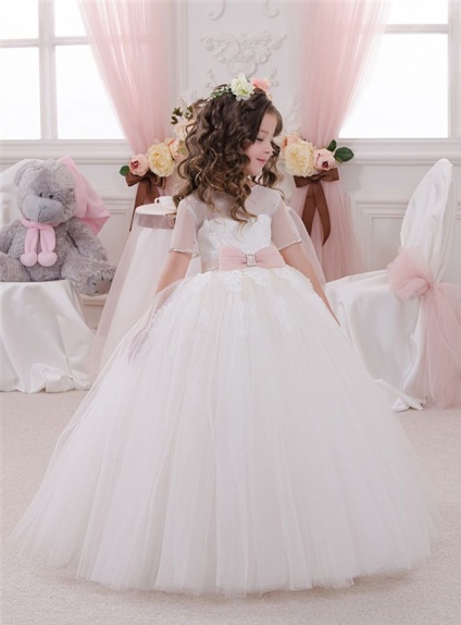 Nicki Macfarlane Girls Pink Silver Butterfly Wedding Party Dress