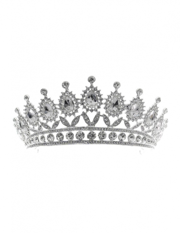 Tiara Diadema argento con strass a goccia