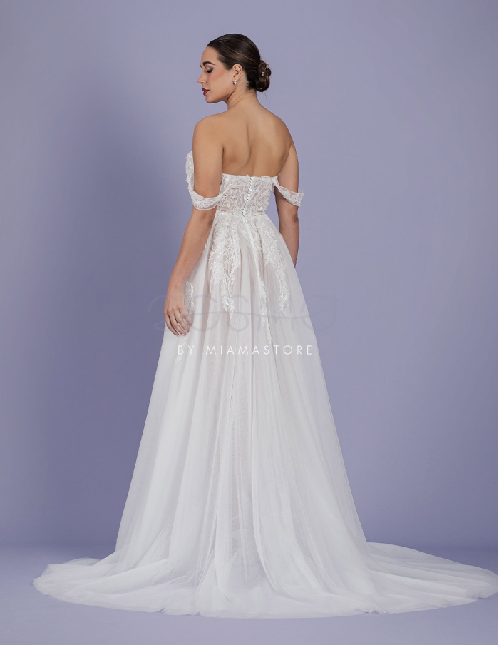 ORIONE - abito da sposa in tulle con pizzo effetto nude