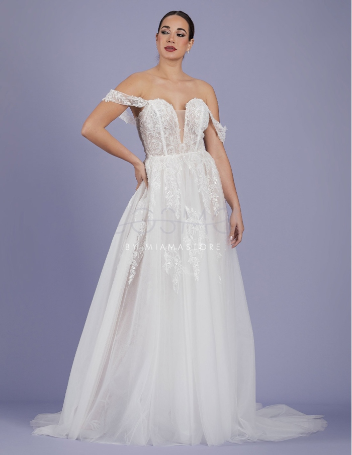 ORIONE - abito da sposa in tulle con pizzo effetto nude